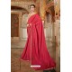 Red Bamberg Georgette Embroidered Designer Saree