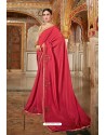 Red Bamberg Georgette Embroidered Designer Saree