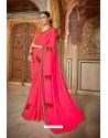 Fuchsia Bamberg Georgette Embroidered Designer Saree