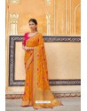 Mustard Banarasi Silk Heavy Embroidered Designer Saree