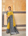 Yellow Banarasi Silk Heavy Embroidered Designer Saree