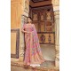 Light Pink Banarasi Silk Heavy Embroidered Designer Saree