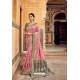 Pink Banarasi Silk Heavy Embroidered Designer Saree