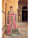 Pink Banarasi Silk Heavy Embroidered Designer Saree