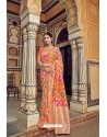 Orange Banarasi Silk Heavy Embroidered Designer Saree