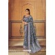 Grey Banarasi Silk Heavy Embroidered Designer Saree