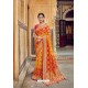 Yellow And Red Banarasi Silk Heavy Embroidered Designer Saree