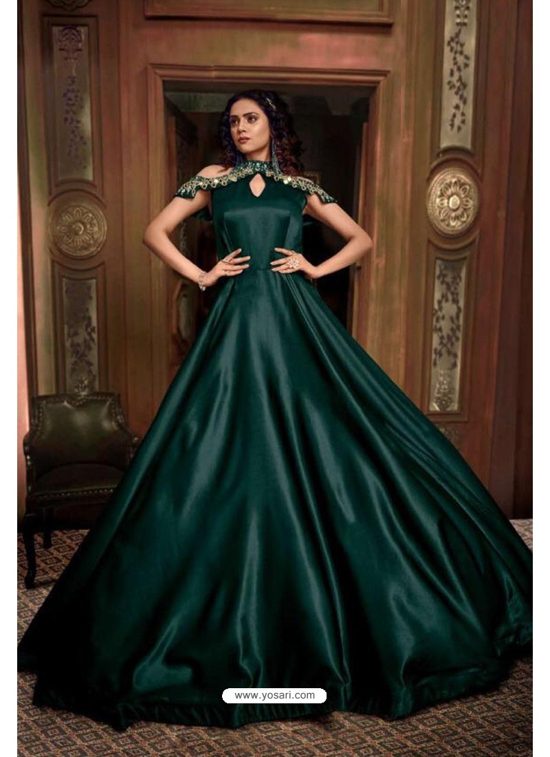 Buy Dark Green Gown Online In India  Etsy India