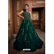 Amazing Dark Green Heavy Embroidered Party Wear Net Gown