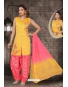 Yellow Chanderi Computer Embroidered Salwar Suit