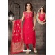 Ravishing Red Bhagalpuri Silk Designer Churidar Suit