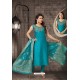 Stylish Teal Blue Bhagalpuri Silk Designer Churidar Suit
