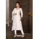 White Brocade Designer Churidar Suit