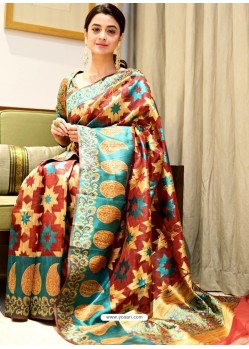 Wonderful Multi Colour Art Silk Weaving Worked Party Wear Saree