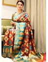 Wonderful Multi Colour Art Silk Weaving Worked Party Wear Saree