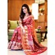 Crimson And Cream Art Silk Weaving Worked Party Wear Saree