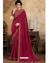 Maroon Poly Silk Embroidered Party Wear Saree