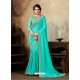 Firozi Poly Silk Embroidered Party Wear Saree