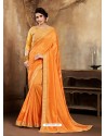 Mustard Poly Silk Embroidered Party Wear Saree