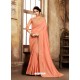 Light Orange Poly Silk Embroidered Party Wear Saree