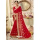 Latest Red Georgette Embroidered Wedding Saree