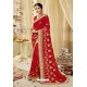 Desirable Red Georgette Embroidered Wedding Saree