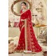 Perfect Red Georgette Embroidered Wedding Saree