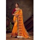 Mustard Poly Silk Embroidered Designer Saree