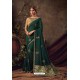 Dark Green Poly Silk Embroidered Designer Saree