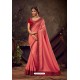 Peach Poly Silk Embroidered Designer Saree