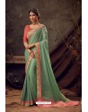 Green Poly Silk Embroidered Designer Saree