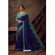 Royal Blue Poly Silk Embroidered Designer Saree