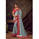 Turquoise Poly Silk Embroidered Designer Saree