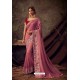 Light Pink Poly Silk Embroidered Designer Saree
