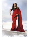 Red Satin Silk Designer Saree