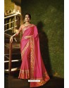 Dark Peach Silk Border Work Designer Saree