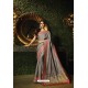 Grey Vichitra Silk Border Work Designer Saree