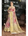 Gold And Pink Art Silk Designer Digital Printed Saree