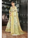 Decent Golden Art Silk Designer Digital Printed Saree