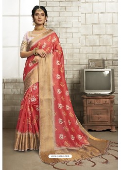 Red Art Silk Designer Digital Printed Saree