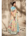 Cream Art Silk Designer Digital Printed Saree