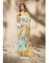 Sky Blue Art Silk Designer Digital Printed Saree