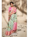 Sea Green Art Silk Designer Digital Printed Saree