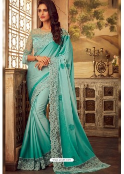 Firozi Nightingle Silk Designer Part Wear Saree