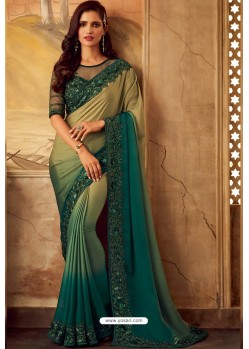 Multi Colour Nightingle Silk Designer Part Wear Saree