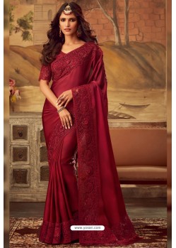 Red Sabya Silk Designer Part Wear Saree