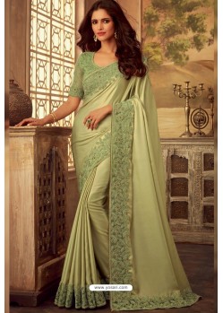 Green Rich Look Silk Designer Part Wear Saree