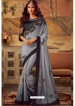 Grey Kiara Silk Designer Part Wear Saree