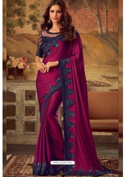 Medium Violet Kisna Silk Designer Part Wear Saree