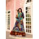 Blue And Brown Rayon Printed Readymade Kurti